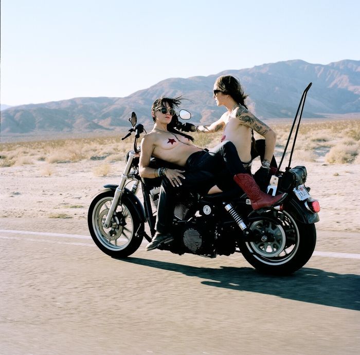 Girls on a motorcycle in Montreal